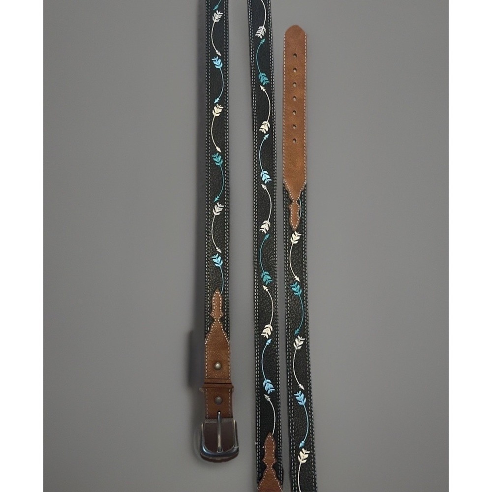 Western Leather Belt  Silver & Turquoise Design Girls‎ Small 20"-24"